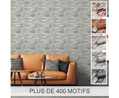 ANTEVIA - Papier Peint Intissé ou Vinyle | Plus de 400 Motifs : 3D Brique Bois Unis Jungle Chambre Salon Cuisine (Briques Beige)