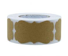 REYOK 300 Étiquettes Adhésives en Papier Kraft Forme Irrégulière Étiquette Autocollant, Emballage Cadeau Bricolage,Noël Vacances Cadeau Autocollants, 300 Étiquettes sur Un Rouleau1.25 x 2.28 Marron