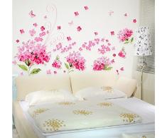 ufengke® Romantique Rose Fleurs dHortensia Stickers muraux, chambre à coucher salon stickers muraux amovibles/stickers muraux/Décoration murale, L