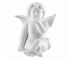 Bavaria Rosenthal Statuette d’ange qui embrasse sa main en de porcelaine en biscuit blanc mat de qualité, 11 cm, envoyée dans une boîte cadeau