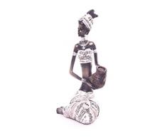 DECO GEMME Statuette Femme Africaine Assise avec Pot - Hauteur 35 cm