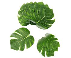 Joeyer 45 Pcs Artificielles Tropical Feuilles de Palmier Décorations pour Une fête sur Le thème dHawaii pour Anniversaire, Mariage, Bal, Les événements