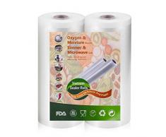 Sac sous-vide alimentaire pour appareil sous-vide cuiseur - 2 rouleaux 20 x 1500cm sans BPA, Approuvé par la FDA, Qualité Commerciale