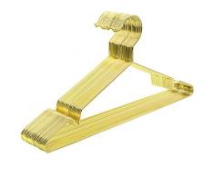 SONGMICS Lot de 20, Cintres en Métal, Cintres chromés, antirouille, Gain de Place, résistant, Longueur 42 cm, Doré CRI044G01