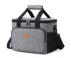 Lifewit 15L (24 Canette) Sac Isotherme Lunch Bag, Sac-Glacière Cooler Bag Sac de Repas pour Déjeuner/Travail/Ecole/Plage/Pique-Nique (Gris)