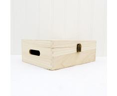Boîte de rangement en bois non vernies – – 300 x 230 x 115 mm