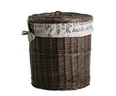 Panier à linge en osier avec doublure en coton, coffre ronde en osier, corbeille à linge
