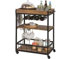 SoBuy® FKW56-N Chariot de Service Cuisine Desserte à roulettes Chariot Commode Roulant avec Plateau Repas Amovible