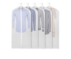 Housse de vêtements Sac Protection pour Costume, Manteaux, Chemise Robe Etanche Pliable Anti-poussière Lavable en Machine Transparent sans saveur 120x60cm 5pcs