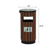 Kiter-bin Poubelle d'extérieur 12 litres en métal Rond Cendrier en Acier Inoxydable avec boîte intérieure en Fer