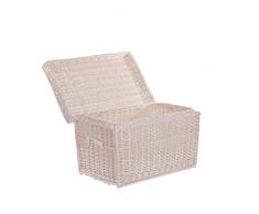 e-wicker24 Coffre, Panier,Corbeille,Malle de Rangement en Osier Blanc-Creme(Taille Moyenne)