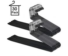 Voilamart Lot de 30 cintres pour pantalons en acier inoxydable avec extrémités ouvertes, 36 cm, antidérapants, pour pantalons jeans, pantalons Noir