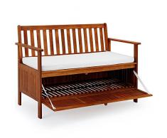 DEUBA GmbH & Co. KG. Banc de jardin pour 2 personnes en bois imperméable Coffre de rangement et coussin inclus