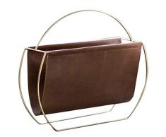 SODIAL MéTal en Cuir Magazine Porte-Journaux PoignéE Rack Divers Articles Organisateur éTagèRe de Stockage de Livre pour la Maison Salon