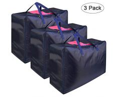 LinStyle Lot de 3 Sac de Rangement pour Couette, Closet Organizer Sac Souple avec Fenêtre Transparent pour Ranger Les Vêtements, Couettes, Literie, Blanket - 70 x 50 x 30 CM
