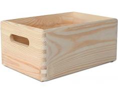 Creative Deco 2 x Grande Caisse de Rangement Bois Simple | 30 x 20 x 14 cm | avec Poignées | Boîte Multi-Usage à Décorer | Non Peinte | Parfait pour Documents, Objets Variés, Jouets et Outils