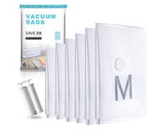 Prime Fort 6 Pack (3*Extra Grands+3*Grands) Housse Rangement sous Vide Housse de Couette Sac de Rangement pour Vêtements, Couettes, Literie, Oreillers, Rideaux -100 Micron (40% Plus épais)