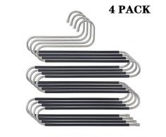 FUNNY HOUSE Lot de 4 cintres Multi-usages en Acier Inoxydable pour Pantalons, Jeans, Serviettes, écharpes