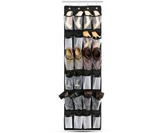 Transparent en voile, Iyowin Rangement tissu mural à suspendre derrière de Porte,24 Poches avec 4 crochets,Sac de Stockage de Chaussures avec Simple Design-Grande Solution Pour Stocker Chaussures, Jouets, Outils et Autres Petits Accessoires (1 pièces)