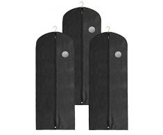 Housses de Robes, Pack de 3, Noir, Housses de Protection pour les Vêtements, Housse Costume, Sac à Vêtements, Tissu Respirant