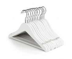 Hangerworld Lot de 12 Cintres Enfants & Bébés en Bois Blanc à Barre Pantalon Antidérapant - 30cm