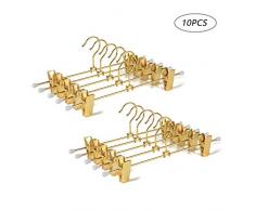 Amber Home EU Lot de 10 cintres en métal doré Brillant avec Clips réglables