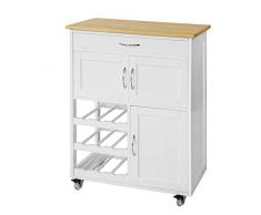 SoBuy® FKW45-WN Desserte Chariot de cuisine de service roulant, Meuble Armoire de rangement cusine sur roulettes L67cmxH87cmxP37cm
