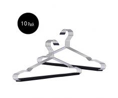 Frofine Lot de 10 Cintres en Métal,Cintres en Acier Inoxydable avec éponge Barres Antidérapant,Cintres pour Costumes,Cintres en Pantalon,Adapté Aux Ménages,Telles Que Serviettes,T-Shirt,Veste,Manteau