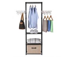 WOLTU SR0027 Penderie à vêtement ,Portant à vêtements Porte-manteau vêtements rack, 55x28,5x175cm,Noir