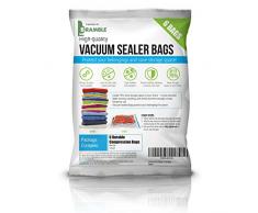 6 Premium Sacs de Rangement sous Vide, Grand 80x100cm| Space Saver Réutilisables, Sacs de Compression Voyage, Vacuum Storage Bags| Extra Fort, Imperméable, 100% Protection.