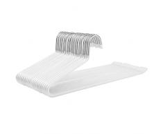 SONGMICS Lot de 20 Cintres chromés en métal, Caoutchouté Antidérapant, pour Pantalons, Longueur de 38 cm, Blanc CRI004WT-20