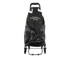 Entre Temps SH1523 Chariot Course de 6 Roues, PVC, Noir, 40,5 x 37 x 93,2 cm