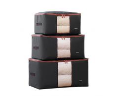 Fyore Grand Sac de Rangement Fenêtre Transparent Respirant Antibactérien Hydrofuge Étanche pour Chambre Tissu Vêtement ou Couverture (Gris)