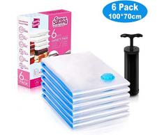 ADORIC [ Lot de 6 Sacs Housses de Rangement sous Vide 70 x 120 cm + 1 dégazeur Noir