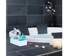 Relaxdays Panier de rangement petite corbeille déco étagère 3 compartiments salle de bain HxlxP: 10x35x17 cm, blanc