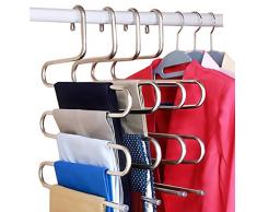 2 pack cintre en acier inoxydable pantalons, 5 couches multi-usages pantalons cintres, Sturdy-type pantalons cintres cintres cintre Space Saver stockage rack pour Jean cravate écharpe et pantalons sus