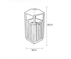 TGG Poubelle d'assainissement, grande zone en bois zone scénique Communauté ECOLE Poubelle extérieure carrée peut propriété créative en bois baril 38 * 38 * 92CM Propre et bien rangé (Couleur : B)