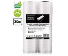 Rouleaux sous vide alimentaire gaufré de 28 cm x 15 m (x2) Qualité Professionnelle de film alimentaire sous vide I Sac de conservation, congélation et cuisson sous vide