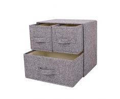 YINGG Tissu tiroir unité de Stockage Tour Organiseur Boîte de Rangement pour vêtements, Lingerie, sous-vêtements, Chaussettes, Cou Cravates, écharpes, Gris, 1 big + 2 Small Drawers