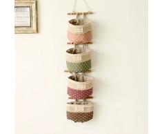 OUNONA Sac de Rangement Suspendu Panier Pochette de Rangement Sac Organisateur Mural en Tissu lin et Coton Organiseur 4 poches