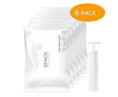 Sacs de Rangement sous Vide + Pompe sous Vide, 6 Sacs de 100x80cm Sac de Compression Voyages Réutilisables pour Matelas, Tente, Vêtements, Couettes, Literie, Oreillers