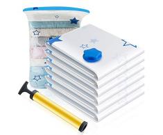 GEEDIAR Lot de 6 Sacs de Rangement sous Vide - 2 Jumbo + 2 Extra Grands + 2 Moyen Sac de Compression Voyages et Pompe pour Matelas, Tente, Vêtements, Couettes, Literie, Oreillers