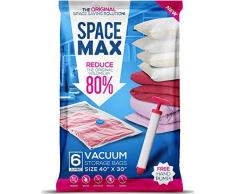SPACE MAX Sacs de Rangement sous Vide géants de qualité supérieure (80% en Plus de Compression par rapports aux Sacs concurrents) Pompe de Voyage Gratuite Incluse! (Jumbo 6 Pack)