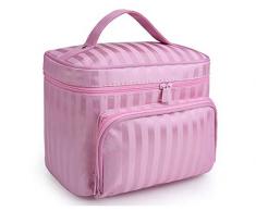 Trousse de Toilette pour Femme, Grande Capacité étanche Voyage Pliable Cosmétique Sac Organisateur Trousse de Voyage Sac de Lavage pour Vacance Camping Salle de Bains,Rose