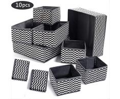 Evance 10Pcs Boîtes de Rangement Ouvertes en Textile Non-Tissé, Tiroir en Tissu,Cube de Rangement Pliable Coffre pour Soutiens-Gorge, Chaussettes, sous-vêtements (10 pcs)