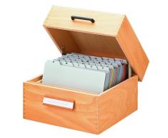 HAN 505 Boîte à fiches en bois, capacité max. 900 fiches A5 orientation paysage, 255 x 190 x 250 mm (Import Allemagne)