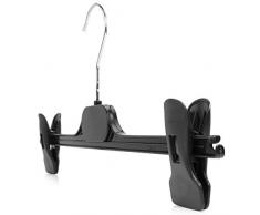 Hangerworld - Lot de 10 cintres en plastique à pinces ajustables pour pantalon/jupe - Noir