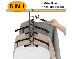 MEYUEWAL Cintre, 5 en 1 Cintre en Métal Magique Multi-Fonction Cintre Anti-dérapant avec Une éponge Multicouche en EVA à Usages Multiples pour Les Jeans Jupes T-Shirts Pantalons