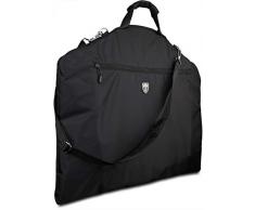 TRAVANDO ® Housse de Voyage pour Transport de Vêtements et Ordinateur 15 - Sac Protection en Bandoulière Pliable Costumes, Chemises, Pantalons, Cintres, Cravates, Bagage Pratique pour Hommes Femmes