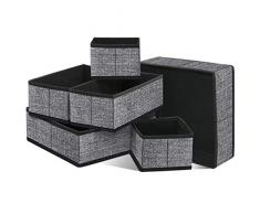 homyfort Lot de 6 boîte de Rangement Tissu, Boite Rangement tiroir idéale, Utilisation Flexible boîte tiroir, Non-tissé, Noir, XACB6P